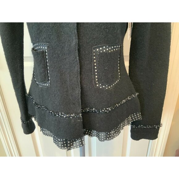 Sparrow Black Cardigan with White Accents - Picture 3 of 10